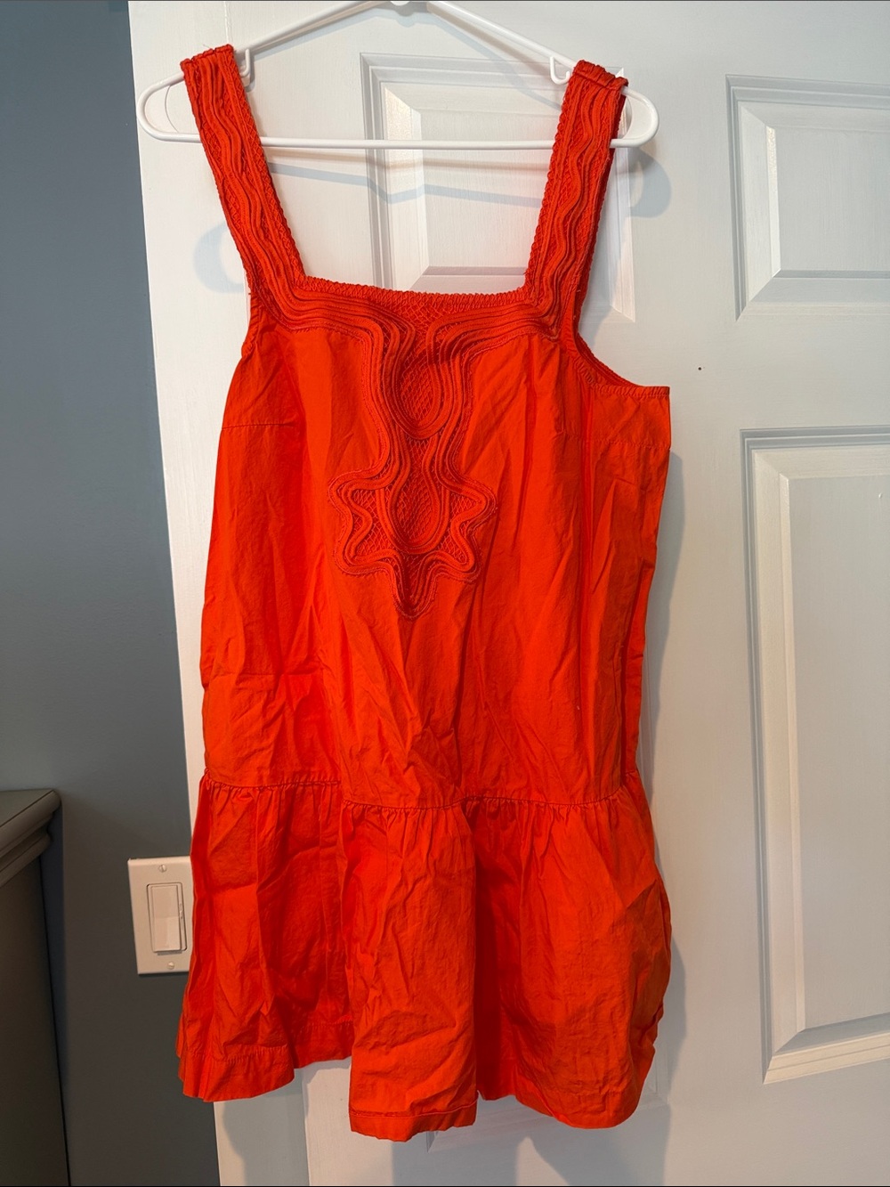 Women’s Bright Orange Embroidered Swim Coverup Sundress